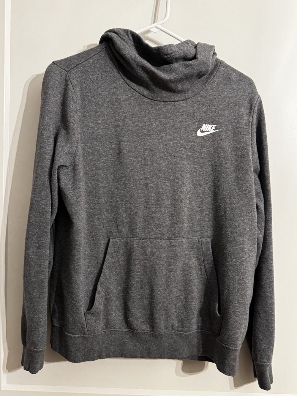 Nike Blue Pullover Cowl Neck Hoodie Sweatshirt Jacket Women's Sz L Gray Workout